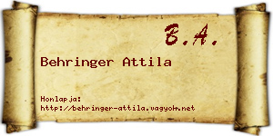 Behringer Attila névjegykártya